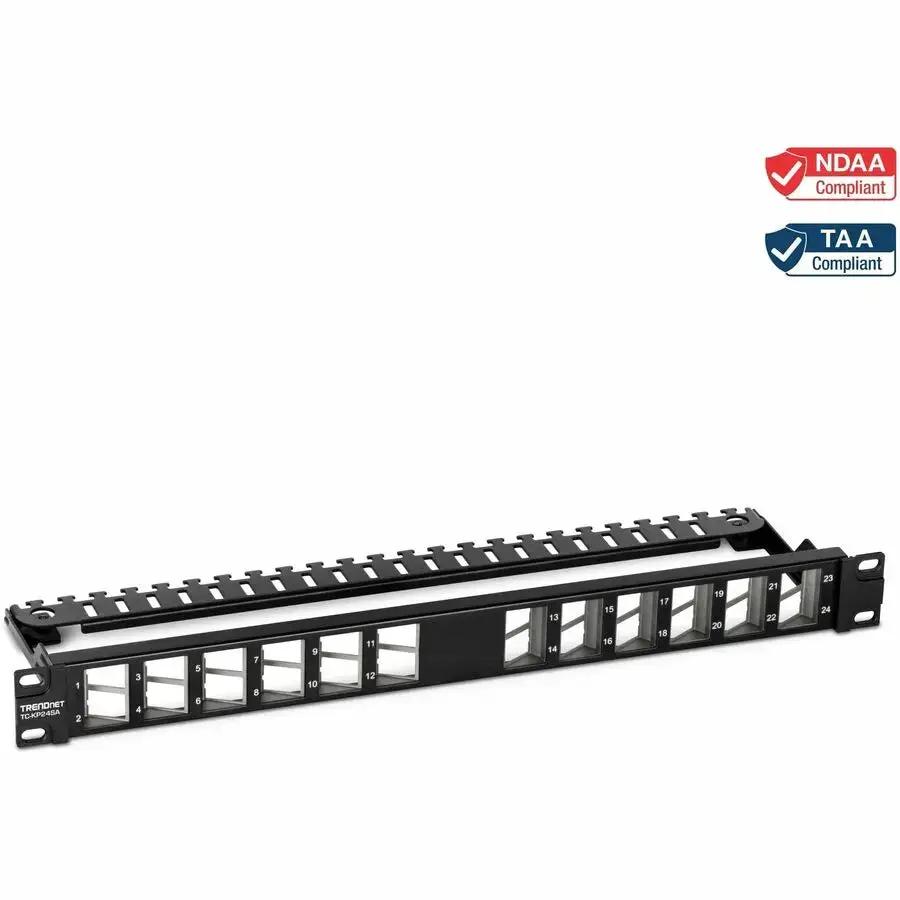 TRENDnet 24-Port Blank Angled Keystone Shielded 1U Patch Panel TC-KP24SA for Ethernet Networks by TRENDnet