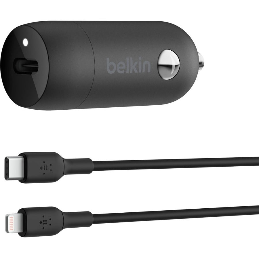 Belkin BoostCharge 30W USB-C Car Charger with USB-C to Lightning Cable – Fast Charging for iPhone, iPad, and More
