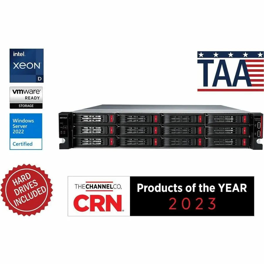 Buffalo TeraStation 71210RH NAS Storage System with 96TB Capacity and 12 Bays