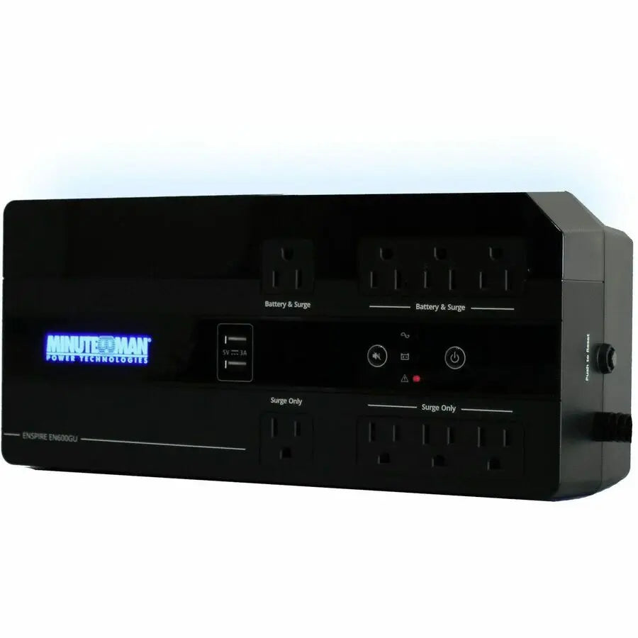 Minuteman Enspire-G EN600GU 600VA Wall/Desktop/Floor Mountable UPS with Backup Power and Surge Protection