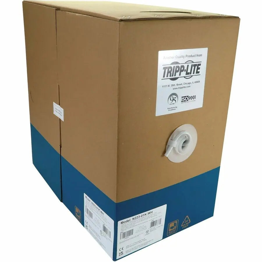 Eaton Tripp Lite Series Cat6a 10G Solid Core UTP Bulk Ethernet Cable, CMR Rated, White, 1000 ft.