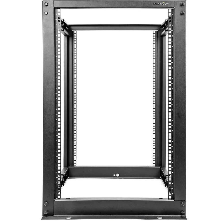 Rocstor SolidRack 18U Adjustable Depth Open Frame 4-Post Rack with Casters