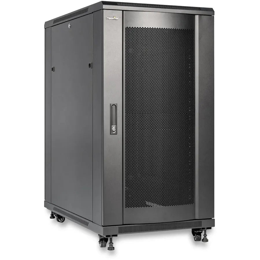 Rocstor SolidRack R3110 Premium 22U Floor Standing Server Rack Cabinet - 19 Inch Deep Enclosure with Lockable Doors and Adjustable Mounting Depth