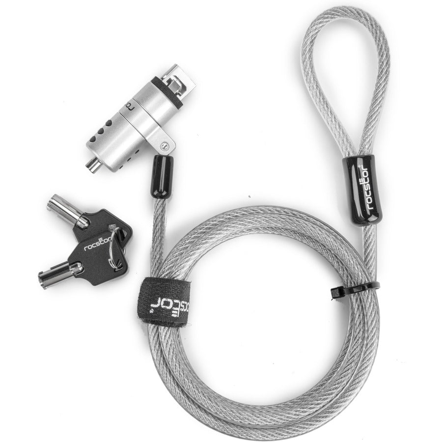 Rocstor Rocbolt USB Cable Lock Y1RB021-B1 - Heavy-Duty 6 ft Galvanized Steel Security Lock for PC, Monitors, and Docking Stations