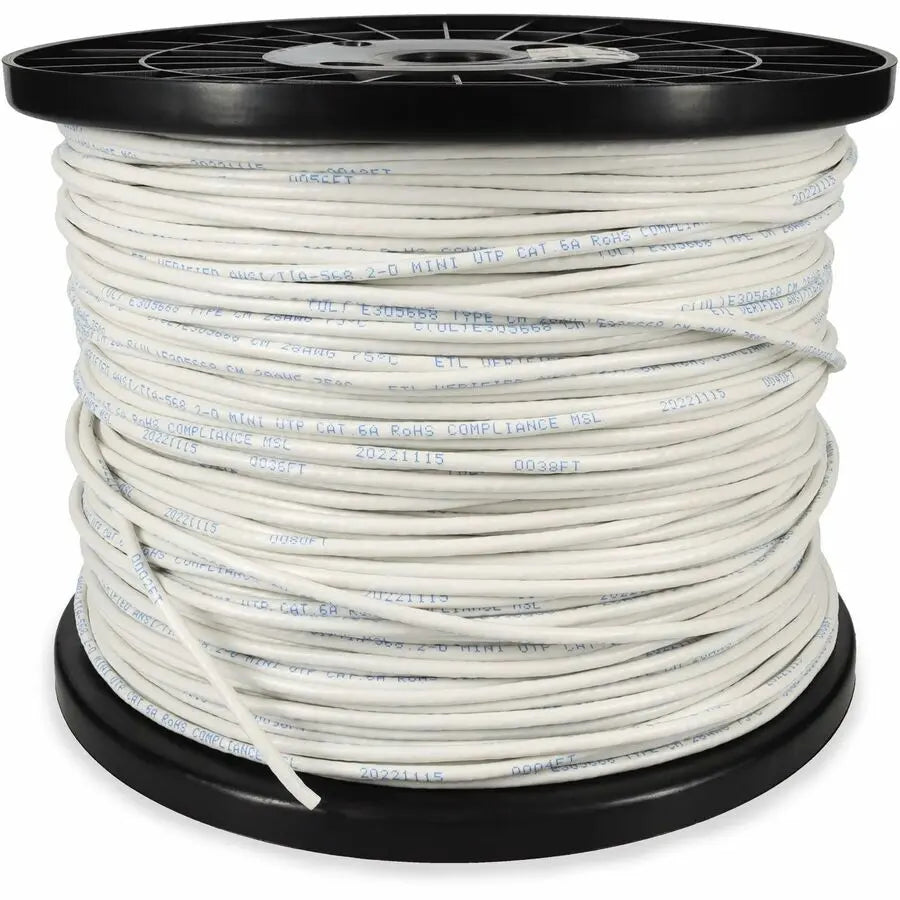 AddOn 1000ft Non-Terminated White Cat6 UTP Slim PVC Copper Patch Cable