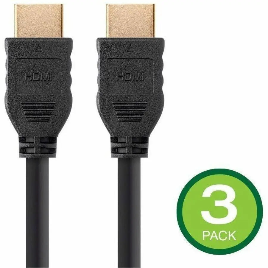 Monoprice Commercial Series 39516 HDMI Data Transfer Cable, 4K@60Hz, HDR, 18Gbps - Black, 3-Pack