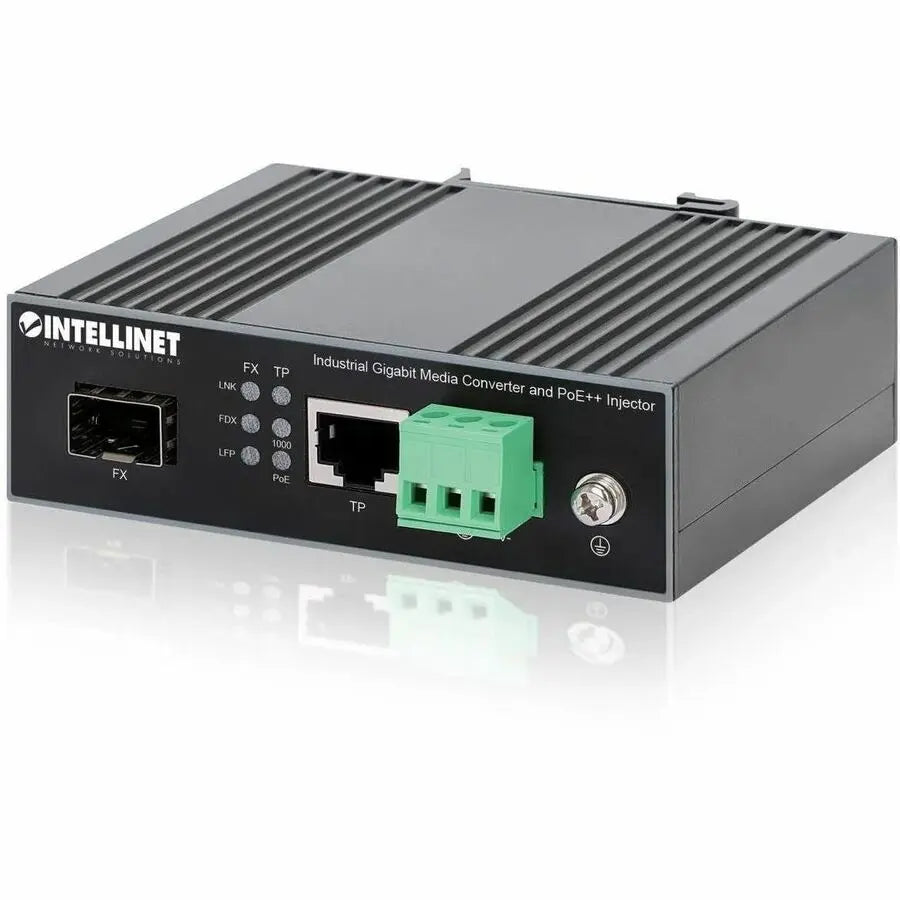 Intellinet Industrial Gigabit Media Converter and PoE++ Injector - Model IC509107