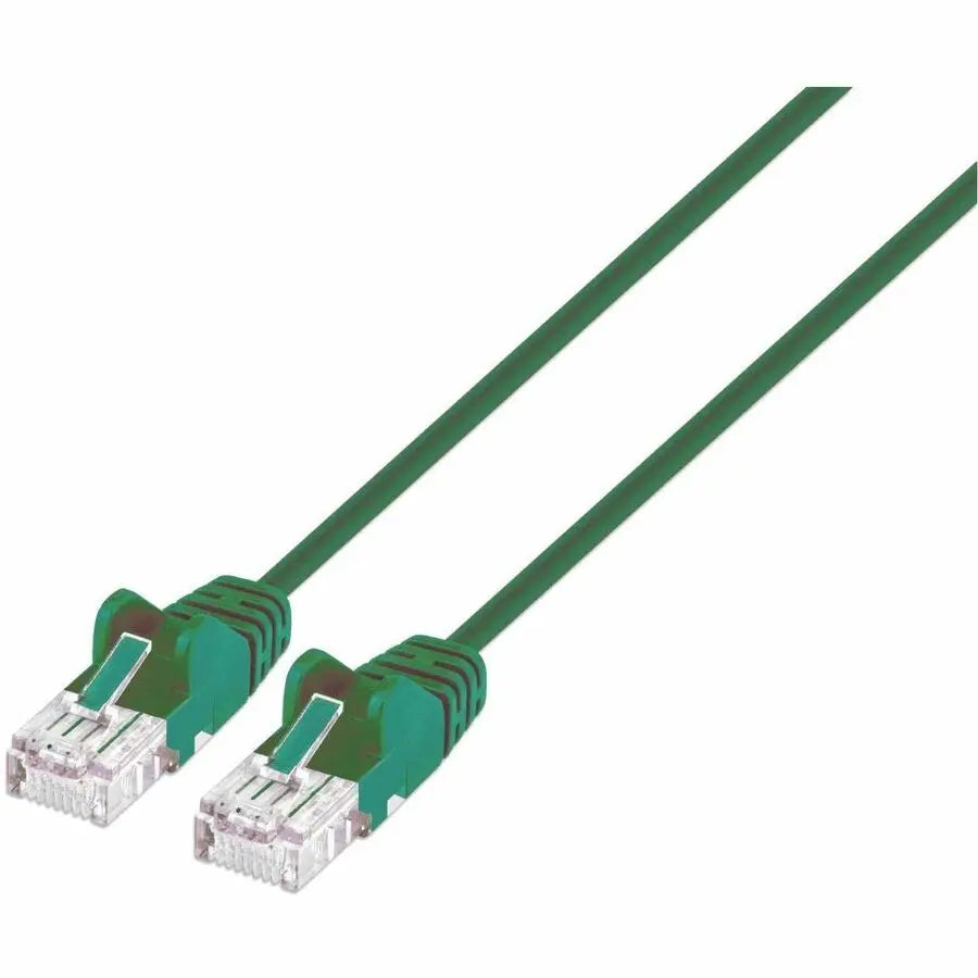 Intellinet Cat6 U/UTP Slim Network Patch Cable, 14 ft., Green – 10G Ethernet LAN Cable for High-Speed Data and PoE Applications