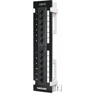 IC INTRACOM Patch Panel Cat6 Wall-Mount 12-Port, Black