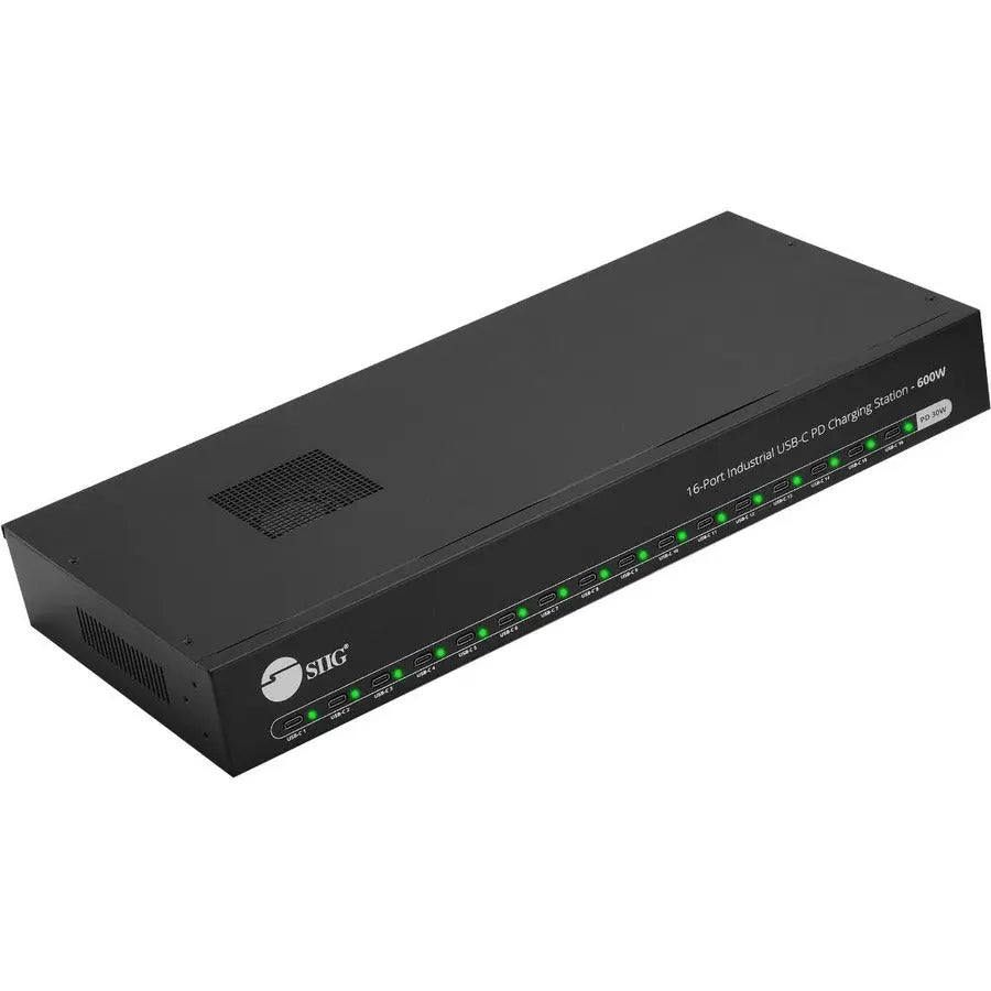 SIIG Inc. 16-Port Industrial USB-C PD Charging Station - 600W with Rack Mount and Safe Power Delivery