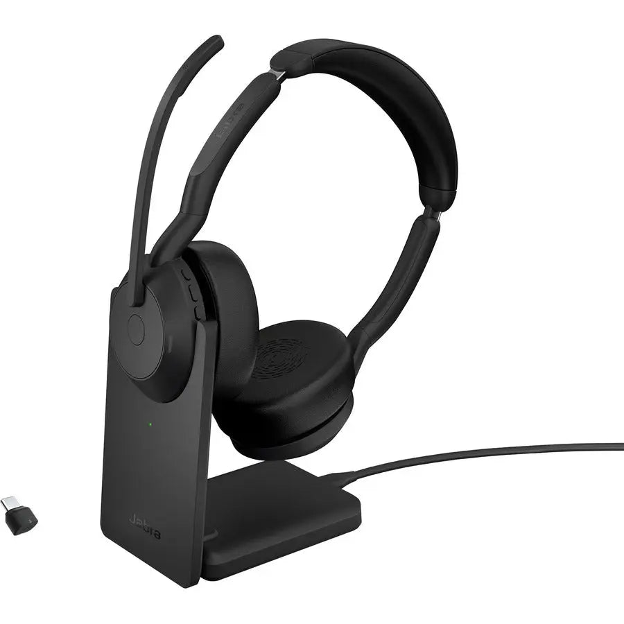 Jabra Evolve2 55 Headset – Wireless Bluetooth Supra-Aural Headphones with Noise Cancellation and Clear Microphone for Hybrid Work and Music