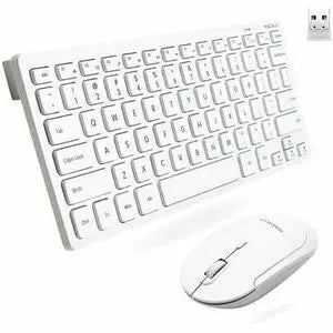 Macally RFCOMPACTWCB Wireless Compact Keyboard and Mouse Combo for PC – White