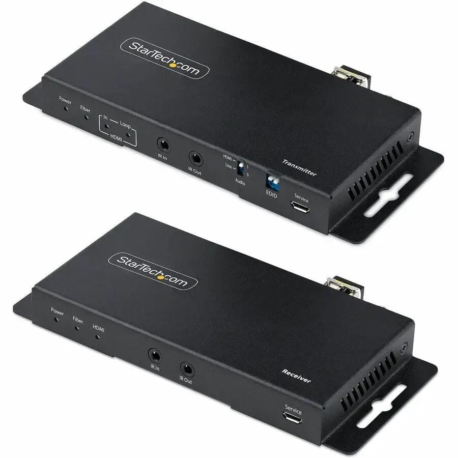 StarTech.com 4K HDMI over Fiber Extender Kit, 4K 60Hz, 3300ft Single Mode/1000ft Multimode with IR and Audio Extraction by StarTech.com
