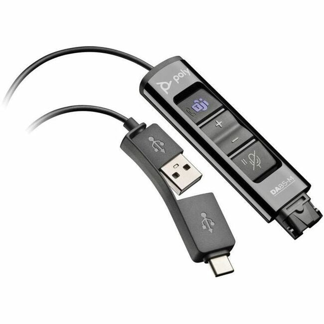 Poly DA85-M USB to QD Headset Adapter by HP Inc. – TAA Compliant, Black