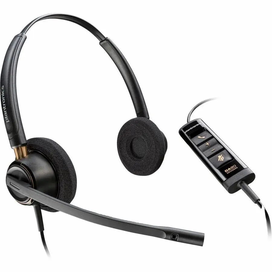 Poly EncorePro 525 USB-A Stereo Headset – Professional Over-the-Head Headphones with Noise-Canceling Microphone for Clear Calls and All-Day Comfort