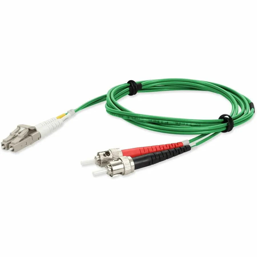 AddOn 10m ST to LC Green OM4 Duplex Riser-Rated Fiber Patch Cable