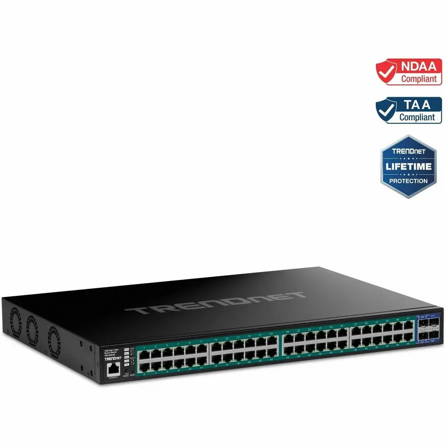 TRENDnet TPE-3524S 52-Port Gigabit Web Smart PoE+ Switch with 10G SFP+ Ports for SMB Networks