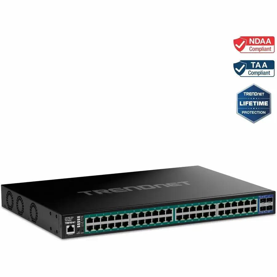 TRENDnet TPE-3524S 52-Port Gigabit Web Smart PoE+ Switch with 10G SFP+ Ports for SMB Networks by TRENDnet