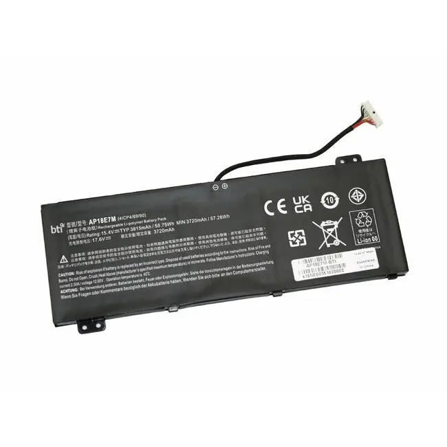 Battery Technology Inc AP18E7M-BTI Rechargeable Battery for Netbooks - 57.28Wh, 15.4V, 3720mAh, Compact & Lightweight