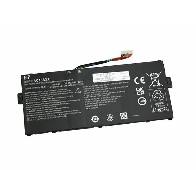 BTI Battery AC15A3J-BTI Rechargeable Battery for Acer Chromebooks – 3 Cells, 37 Wh, 11.55 V, 3200 mAh