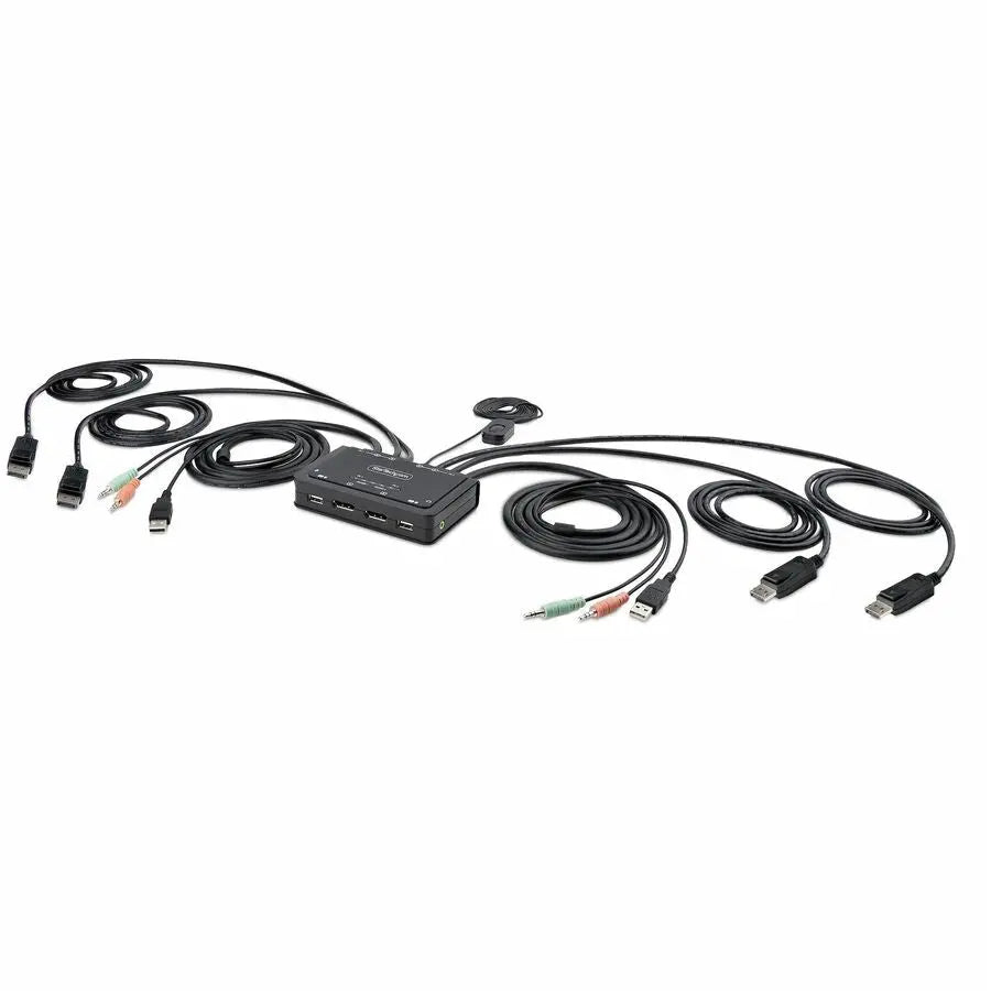 StarTech.com C2-DD46-UA2-CBL-KVM Dual-4K 60Hz DisplayPort KVM Switch with USB-A and Audio Sharing