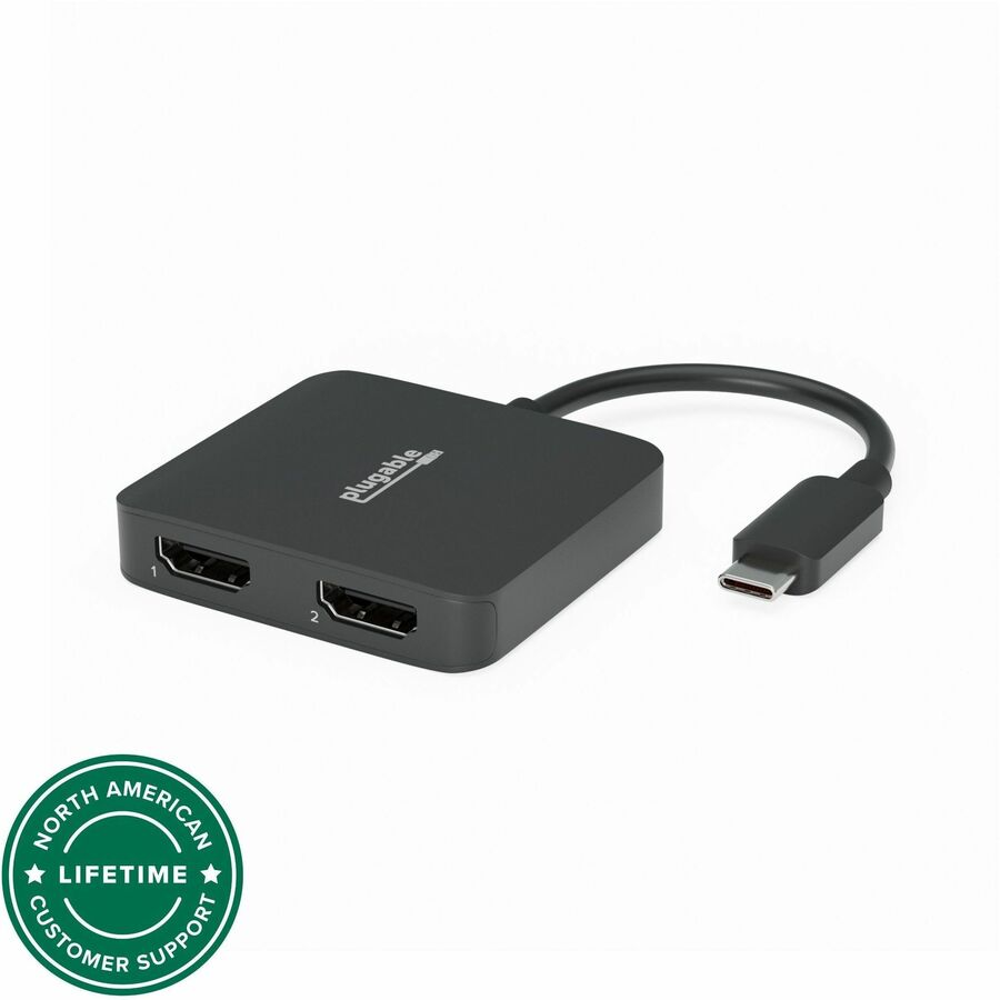 Plugable USB-C to HDMI Adapter for Dual Monitors 4K 60Hz - USBC-MSTH2