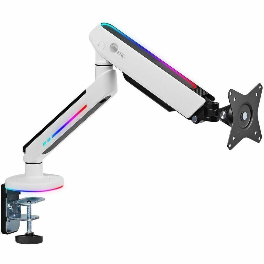 SIIG Premium Single-Monitor Desk Mount Arm with RGB Lighting - Fits 17 to 34 Inch Monitors
