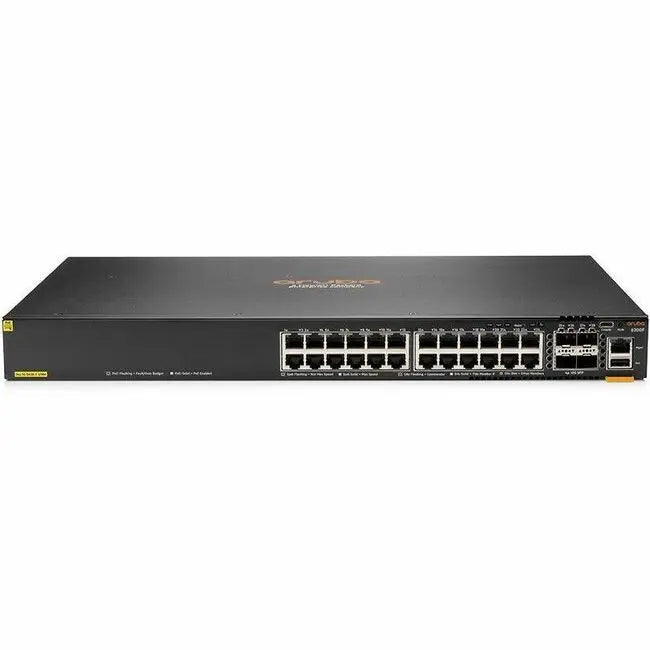 HPE Aruba CX 6200F 24G Class 4 PoE Switch with 4 SFP+ Ports and 370W Power - JL725B#ABA
