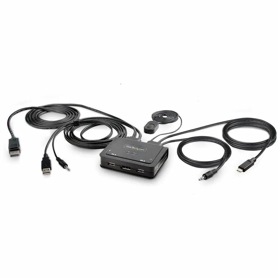 StarTech.com 2-Port Hybrid USB-C DisplayPort KVM Switch - 4K 60Hz with Integrated Cables