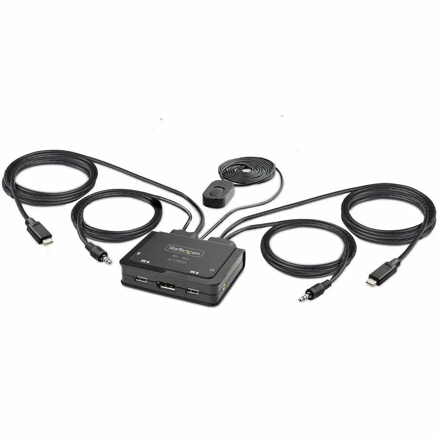 StarTech.com 2-Port USB-C KVM Switch with 4K 60Hz DisplayPort Output and Integrated Cables