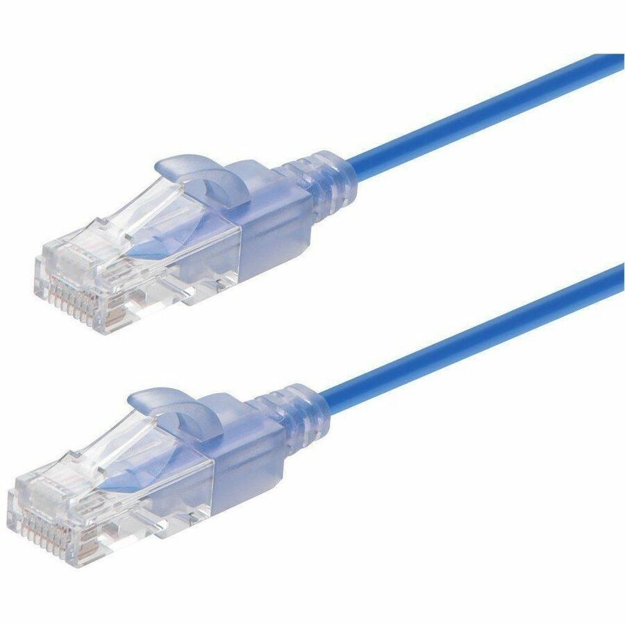Monoprice SlimRun Patch UTP Category 6a Network Cable – 10G Ethernet, Snagless RJ45, 30AWG, Blue