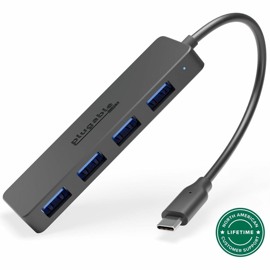 Plugable USBC-HUB4A USB-C to 4-Port USB 3.0 Hub for MacBook, Dell XPS, and More