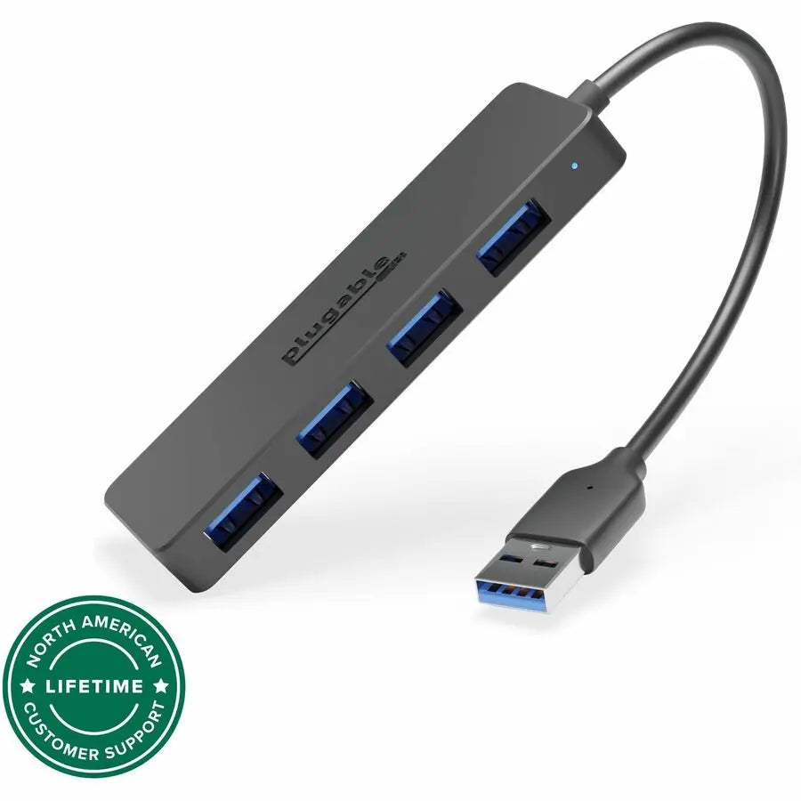 Plugable USB3-HUB4A 4-Port USB 3.0 Hub for Windows, Mac, ChromeOS, Linux