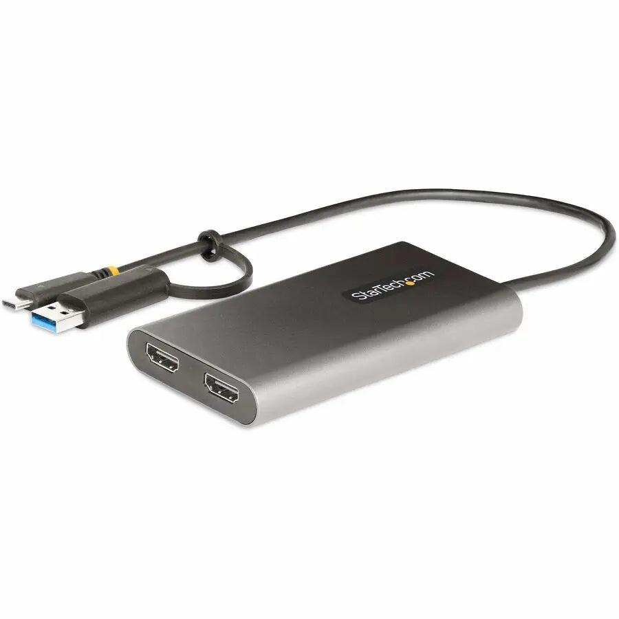StarTech USB-C to Dual HDMI Adapter, 4K 60Hz, 100W Power Delivery, USB-C/A to Dual HDMI - TAA Compliant