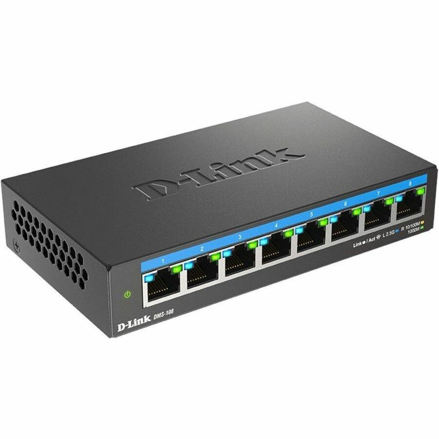 D-Link DMS-108 8-Port Multi-Gigabit Unmanaged Ethernet Switch for Small Office and Home Office Networks