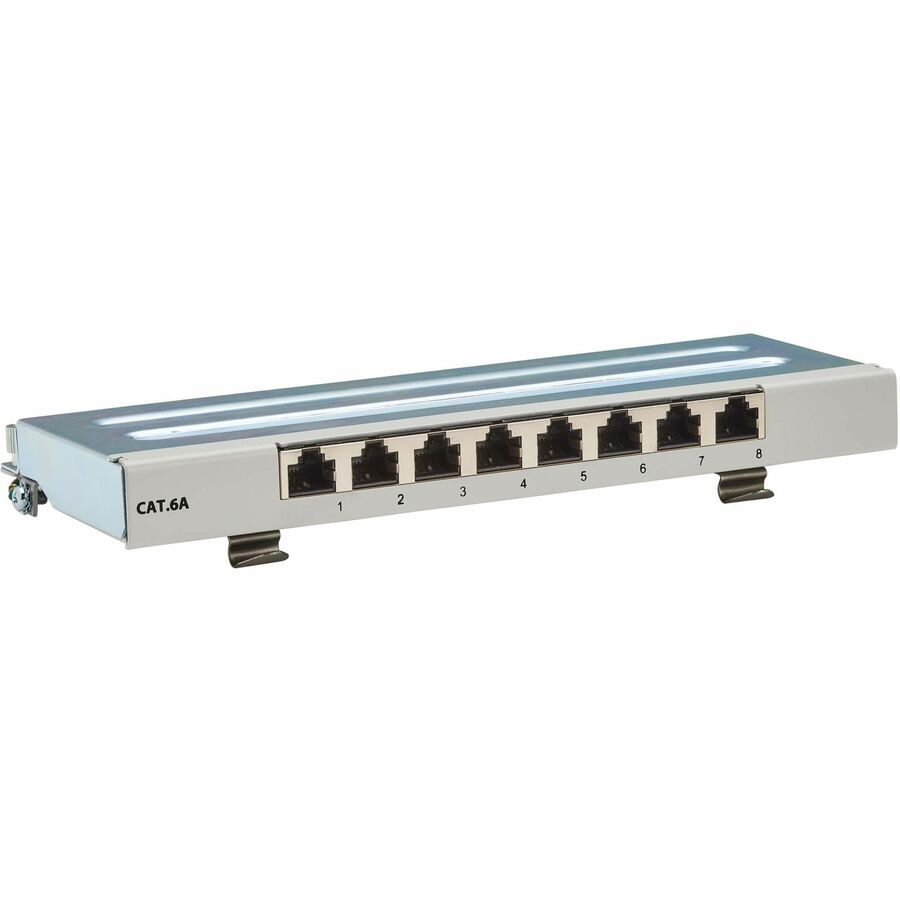 Eaton Tripp Lite Series Cat6a STP Patch Panel, 8 Ports, DIN Rail or Wall Mount, TAA Compliant
