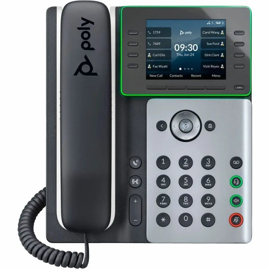 Poly Edge E300 IP Phone - HP Inc. Part Number 82M92AA, Wall Mountable, PoE-enabled, Black
