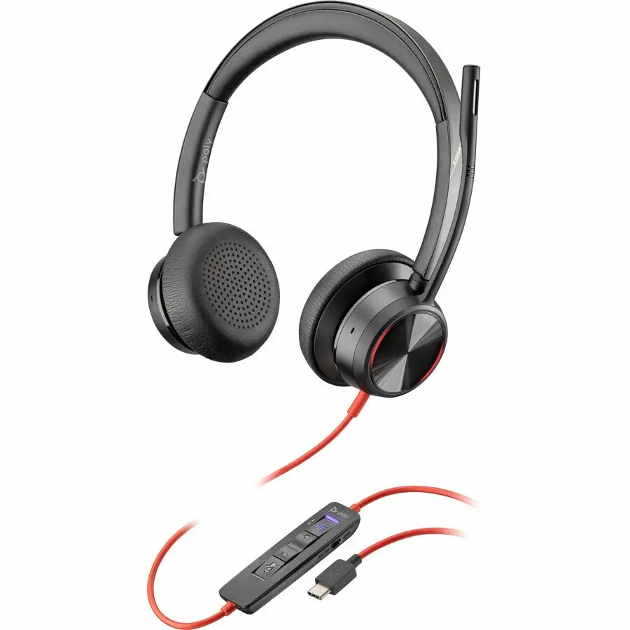 Poly Blackwire 8225 Headset with Noise Cancelling Microphone and Adjustable ANC for PC and Mac - USB-A or USB-C Connection