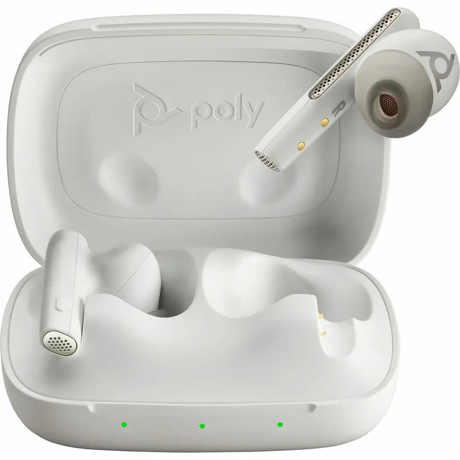 Poly Voyager Free 60 UC White Sand Wireless Earbuds with USB-C Charger and Carrying Case