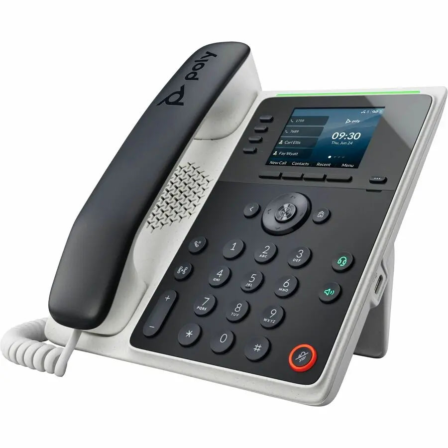 Poly Edge E220 IP Phone - Corded - Corded/Cordless - Bluetooth - 3 Multiple Conferencing - Desktop, Wall Mountable - Black