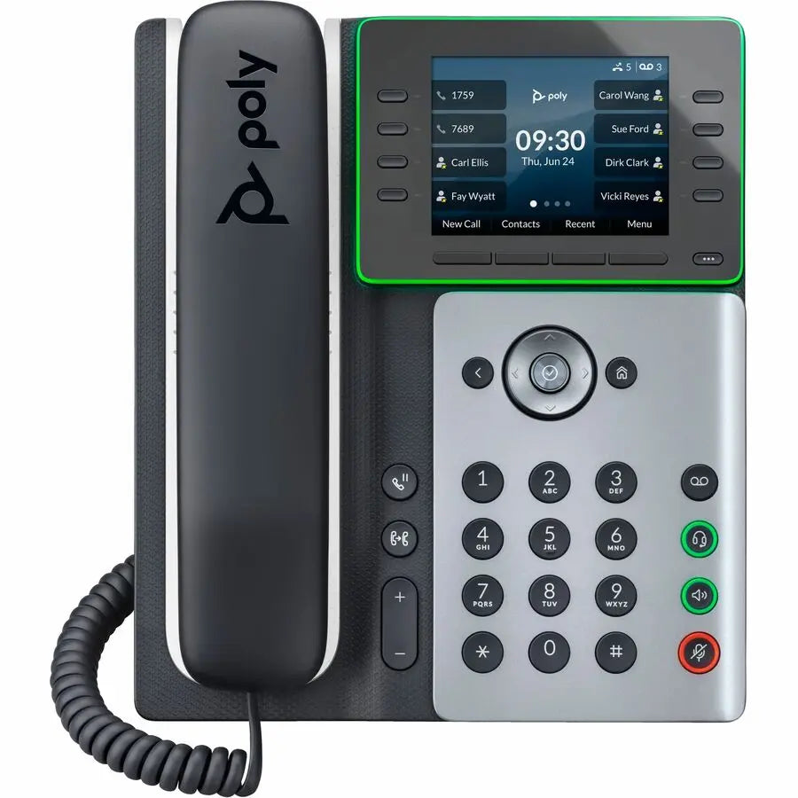 Poly Edge E320 IP Phone - Corded - Corded/Cordless - Bluetooth, NFC - 3 Multiple Conferencing - Desktop, Wall Mountable - White, Midnight Blue