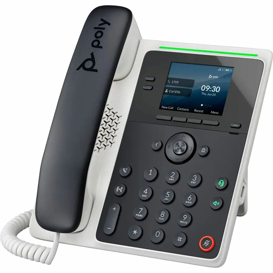 Poly Edge E100 IP Phone - Corded - Corded - 3 Multiple Conferencing - Desktop, Wall Mountable - White, Midnight Blue