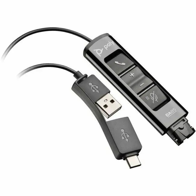 Poly DA85 USB to QD Headset Adapter – Black, TAA Compliant by HP Inc.