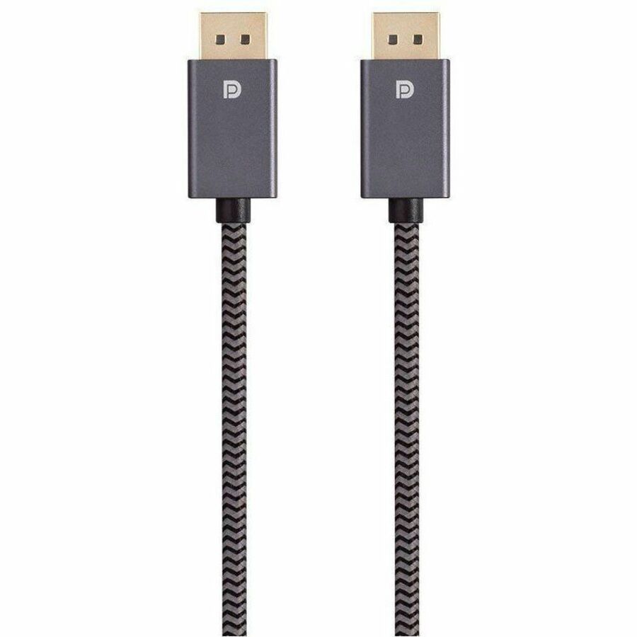 Monoprice DisplayPort 1.4 EasyPlug Nylon Braided Cable, 6ft – Gray