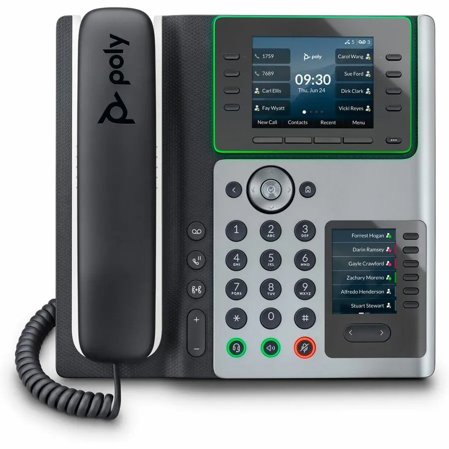 Poly Edge E400 IP Phone - Desktop Corded Office Phone with HD Voice and Microban Protection