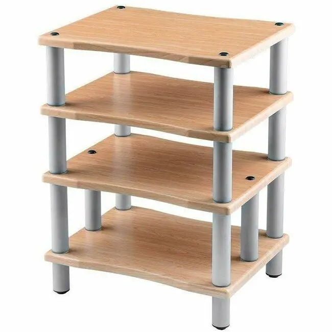 Monoprice Heavy Duty 4 Tier Audio Stand XL with Maple Finish and 350 lb Capacity