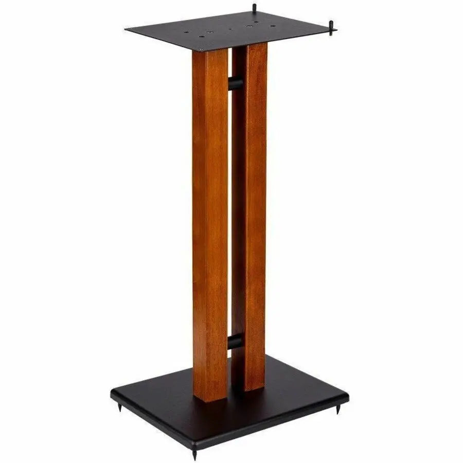 Monoprice 32in Cherry Wood Speaker Stand with Adjustable Top Plate for Home Theater and Audio Speakers