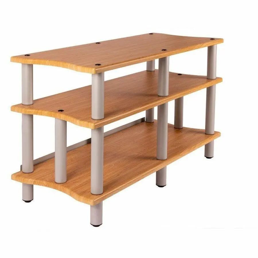 Monoprice Heavy Duty Double-Wide XL 3-Tier AV Stand, 60-Inch Wide, Maple
