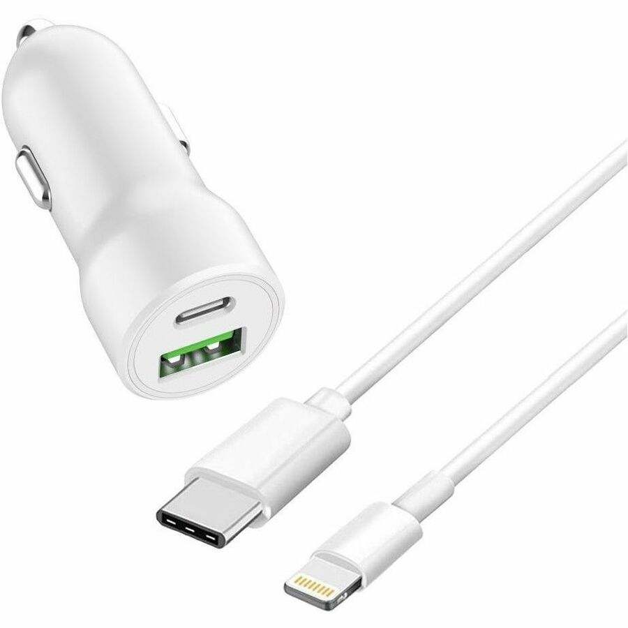 4XEM In Car Charging Kit with USB-C and Lightning Cable – Fast 20W Power Delivery for Apple Devices