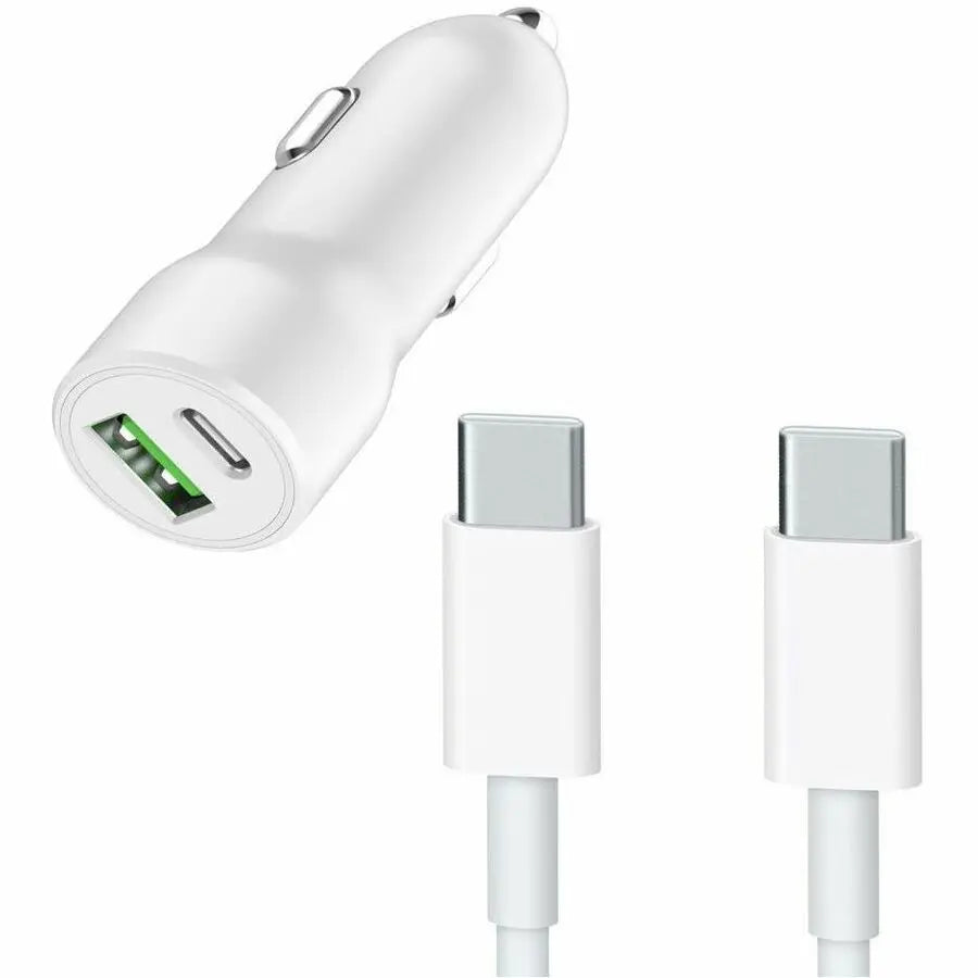 4XEM In Car Mobile Device Charging Kit with Dual USB Adapter and USB-C to USB-C Cable